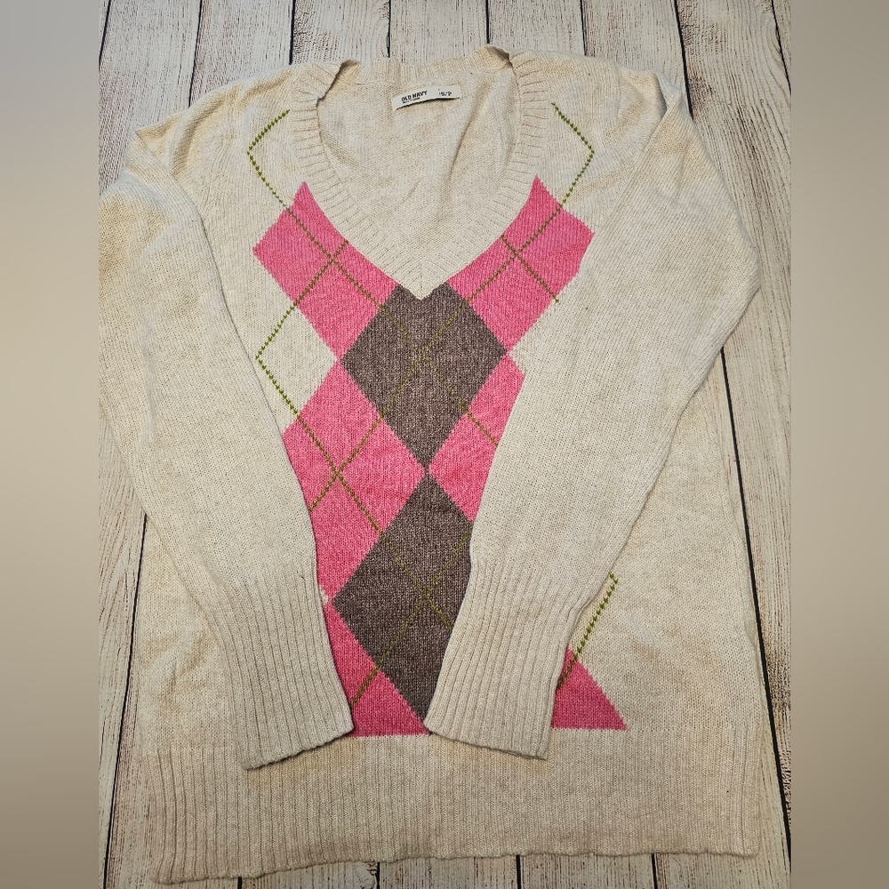 old navy v neck hooded sweater sz S